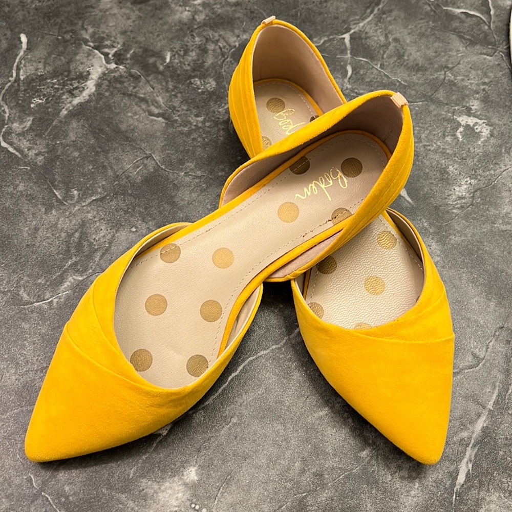 Boden Yellow Suede Henrietta D’Orsay Ballet Flats